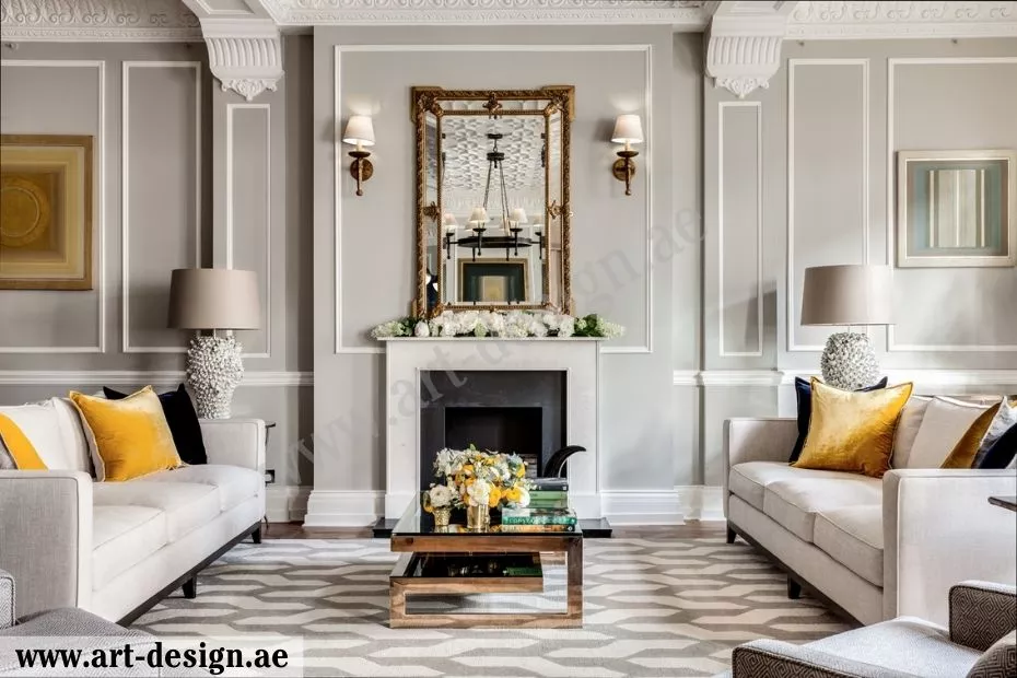 ديكورات جبس جدران صالات في الإمارات: كيفية اختيار ديكور الجبس المناسب 5 تصميم ديكورات جبس بورد كلاسيكية للجدران بزخارف مميزة