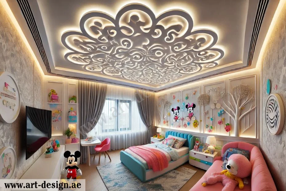 ديكورات جبس غرف نوم اطفال 4 التصاميم المفرّغة من الدّاخل