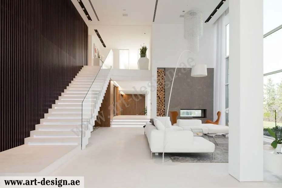 أحدث ديكورات جبس اسقف درج في الإمارات 2 جبسيات درج داخلي مصنوعة من الجبس العادي