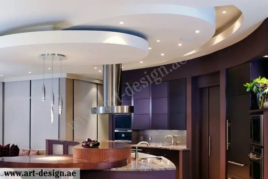 تصاميم ديكور اسقف مطابخ جبس دبي الإمارات 2 ديكورات جبس بورد اسقف للمطابخ