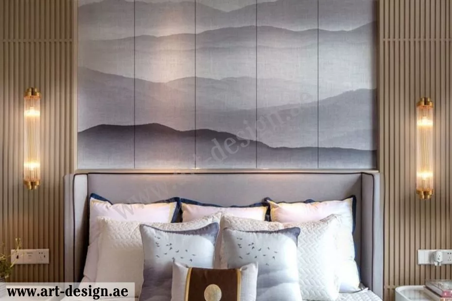 العناية بخلفيات السرير كتعليق لوحة فينة على كامل جدار السرير