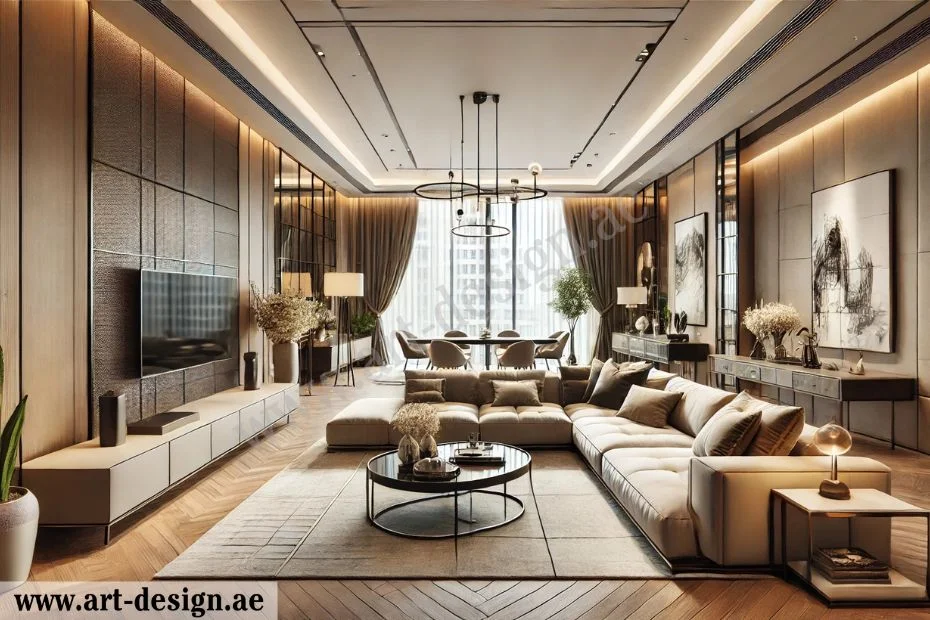 تصاميم ديكورات صالات شقق مودرن في الإمارات دبي 3 تصميم ديكور صالات شقق كبيرة