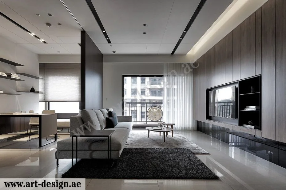 تصاميم ديكورات صالات شقق مودرن في الإمارات دبي 4 ديكور صالة صغيرة مفتوحة