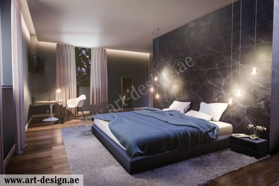 تصميم جدران غرفة النوم العصرية