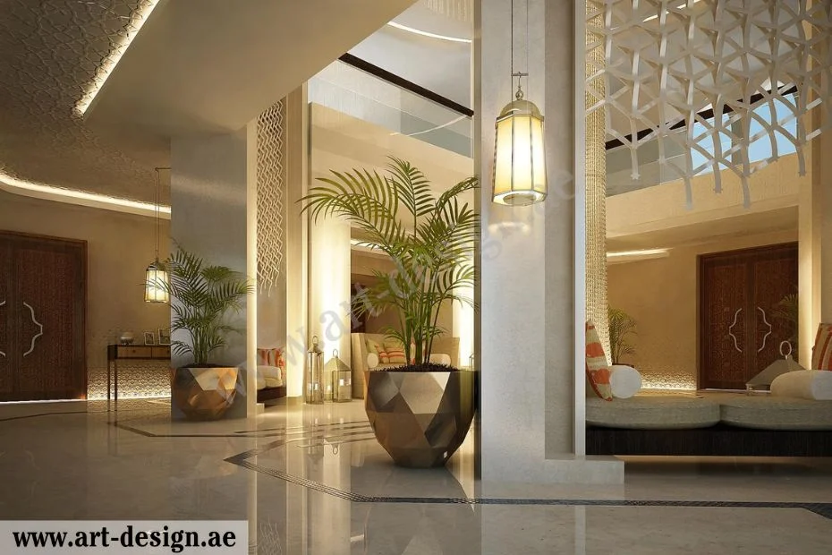تصاميم بيوت عربية حديثة الإمارات دبي 2 تنسيق الألوان للغرف والممرات والصالات وحتّى الأثاث
