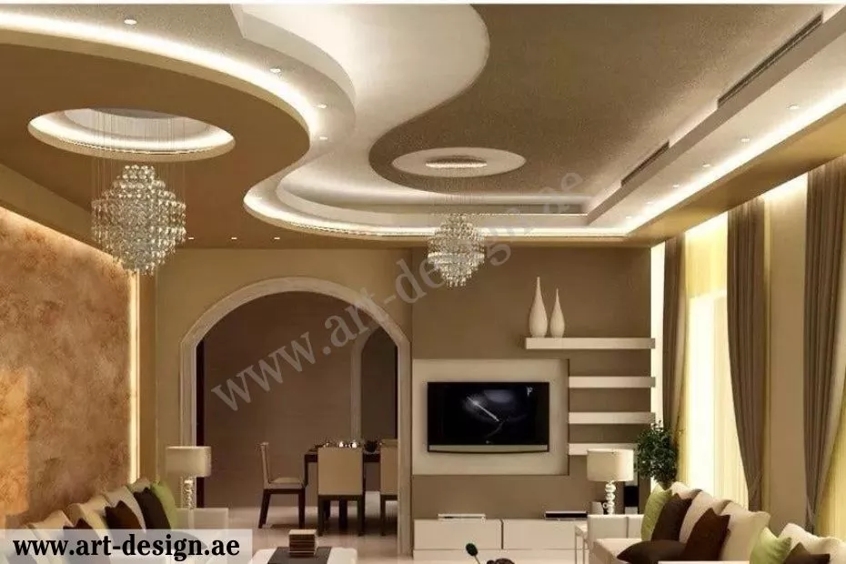 أفضل أفكار ديكورات جبس غرف جلوس بالإمارات 4 ديكورات اسقف جبس بورد حديثة أو ديكورات جبس اسقف راقية كلاسيك