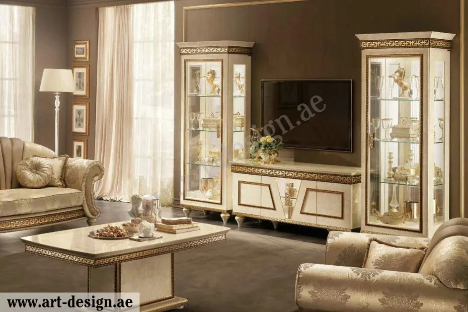 أفكار مبتكرة لتصاميم طاولات تلفزيون تجذب الأنظار 6 طاولة خشب بتصميم كلاسيكي