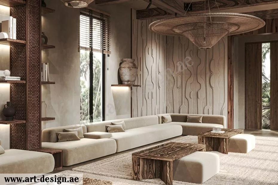 يفضل استخدام الألوان الترابية كتدرجات البني والبيج