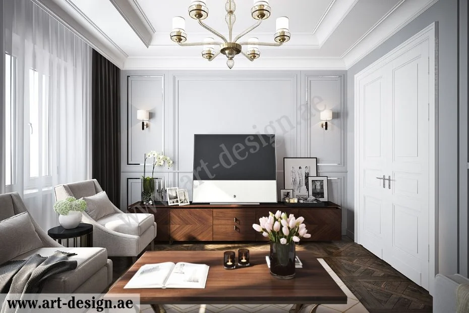 دمج عدة أنماط لتصميم صالة كلاسيك بلمسة عصرية
