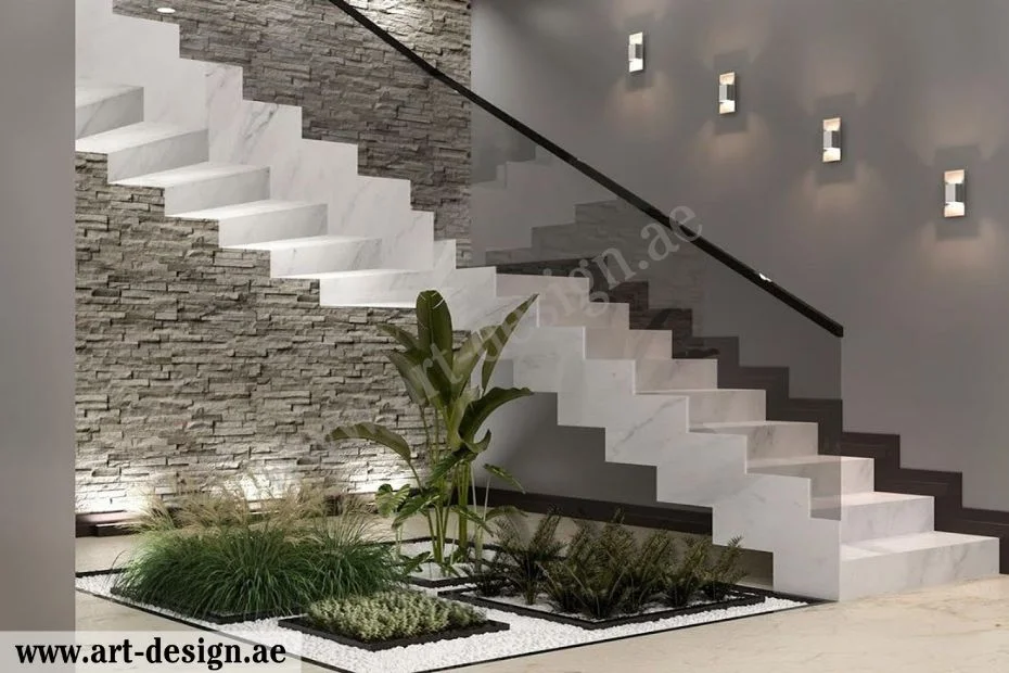 تصميم سلالم داخلية للفلل في الامارات - دبي 4 ألوان الدرج الداخلي