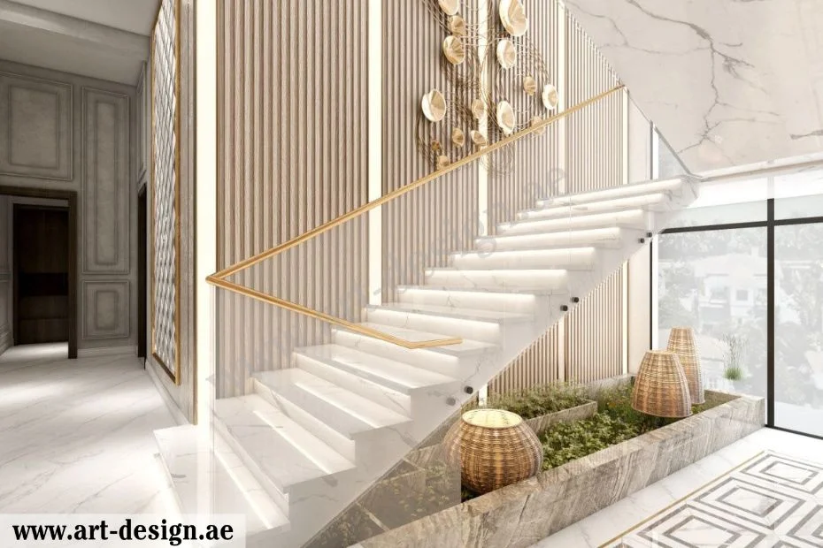 تصميم سلالم داخلية للفلل في الامارات - دبي 3 خامات الدرج الداخلي