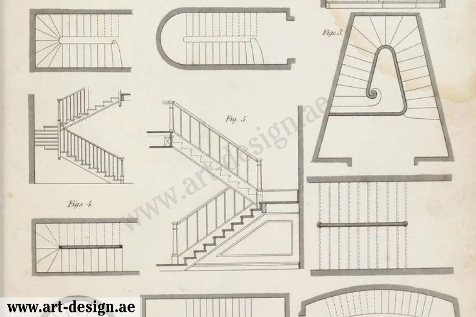 تصميم سلالم داخلية للفلل في الامارات - دبي 2 مساحة الدرج الداخلي