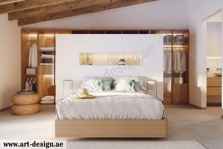 ديكورات وتصاميم خزائن ملابس بالحائط في الإمارات 4 خزانة حائط حول السرير