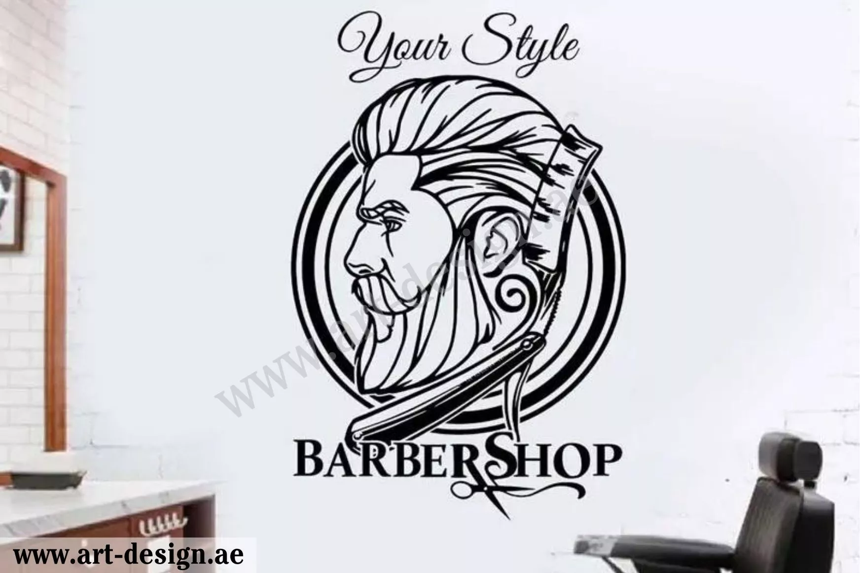 بالصور: كيفية تصميم صالون حلاقة رجالي مميز في الإمارات 5 استخدام صور تصفيفات الشعر في الركن المخصص لذلك