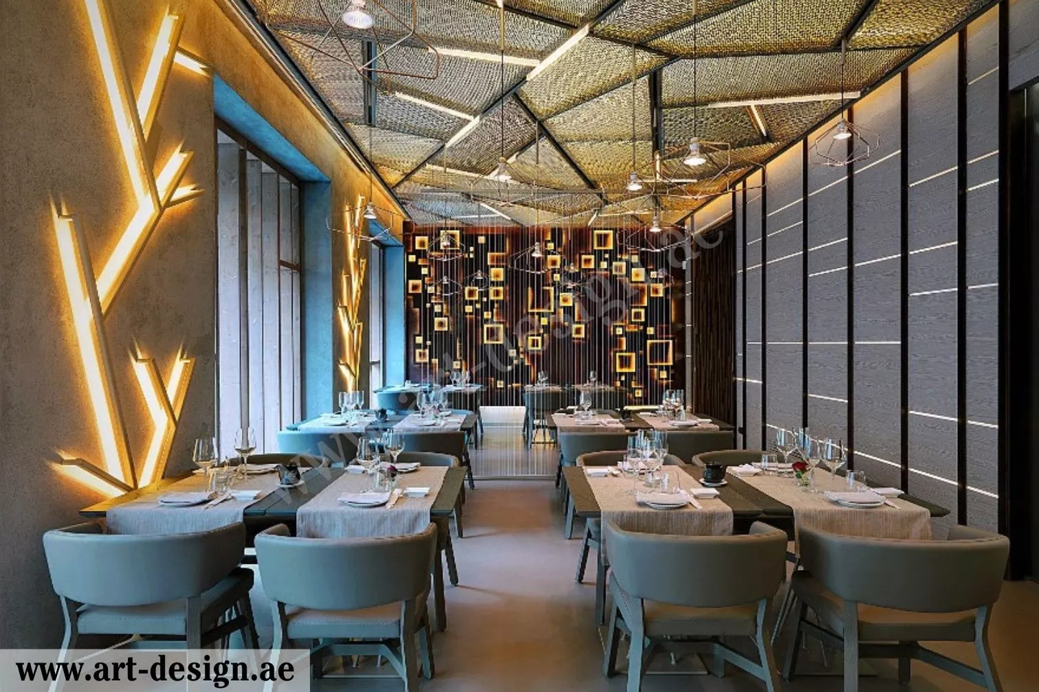 تصميم ديكور مطعم وجبات سريعة في الإمارات 4 تصميم ديكورات مطاعم فخمة