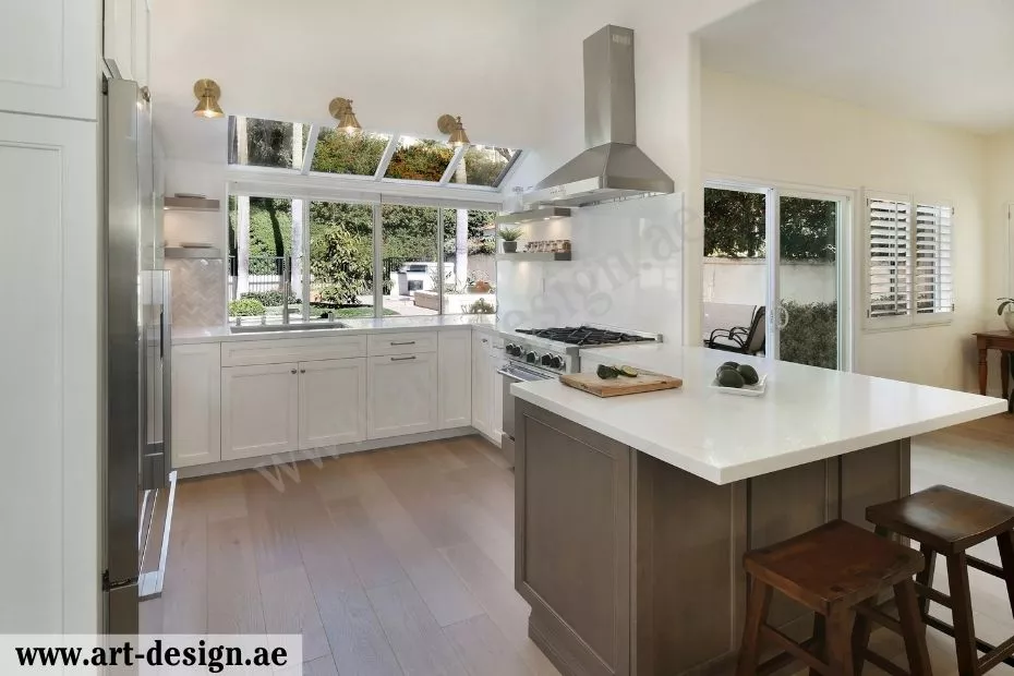 تصميم مطبخ امريكي مع بار