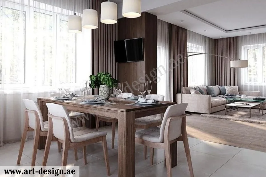 تنسيق ألوان الأثاث بين الصالة وغرفة الطعام