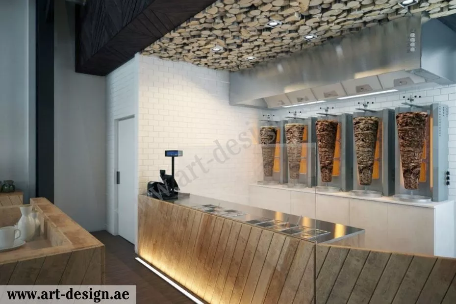 أفكار تصميم مطعم شاورما مبتكرة وفريدة في الإمارات 2 مطعم شاورما فخم