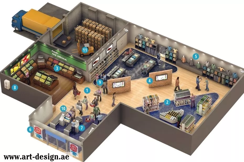 أهم 11 شركة تصميم محلات تجارية في دبي – دليل شامل 2 تخطيط المساحات بشكل مدروس