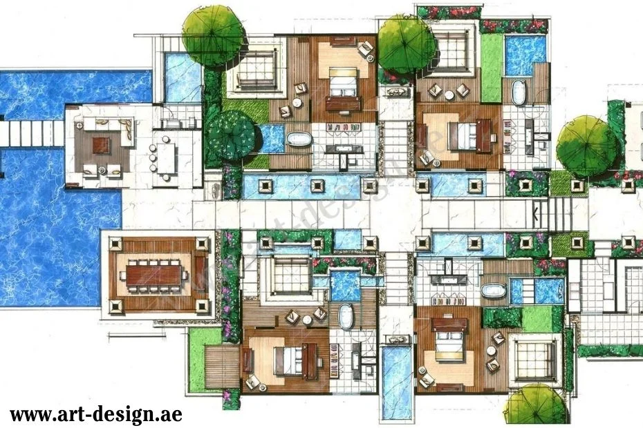 مخطط بيت دور واحد 300 متر