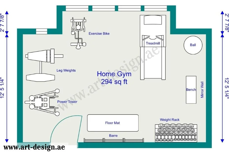 مساحة الصالة الرياضية