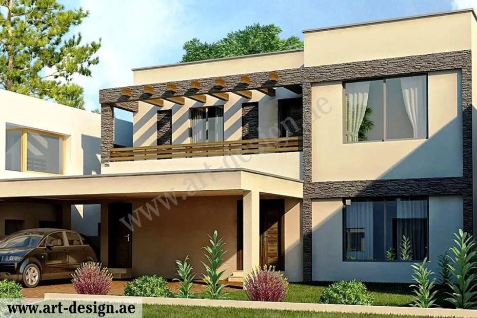 أفكار تصميم منزل 150 متر واجهة واحدة 2 التصميم الخارجي