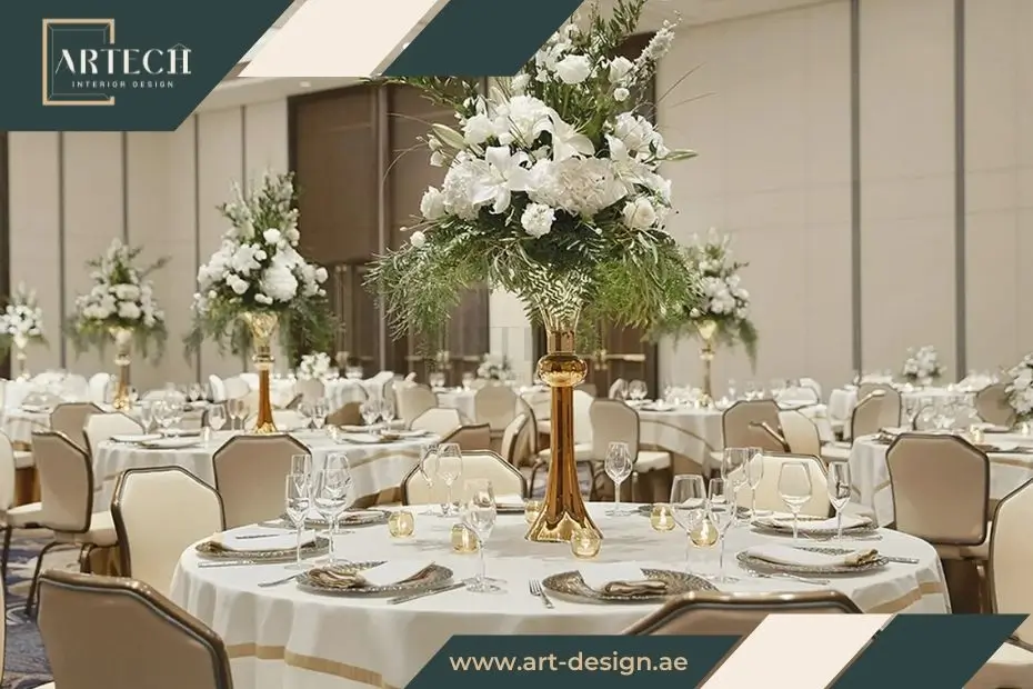 يلعب ديكور مقاعد صالة الزفاف دورًا حيّويًا في تحديد تصميم الصالة