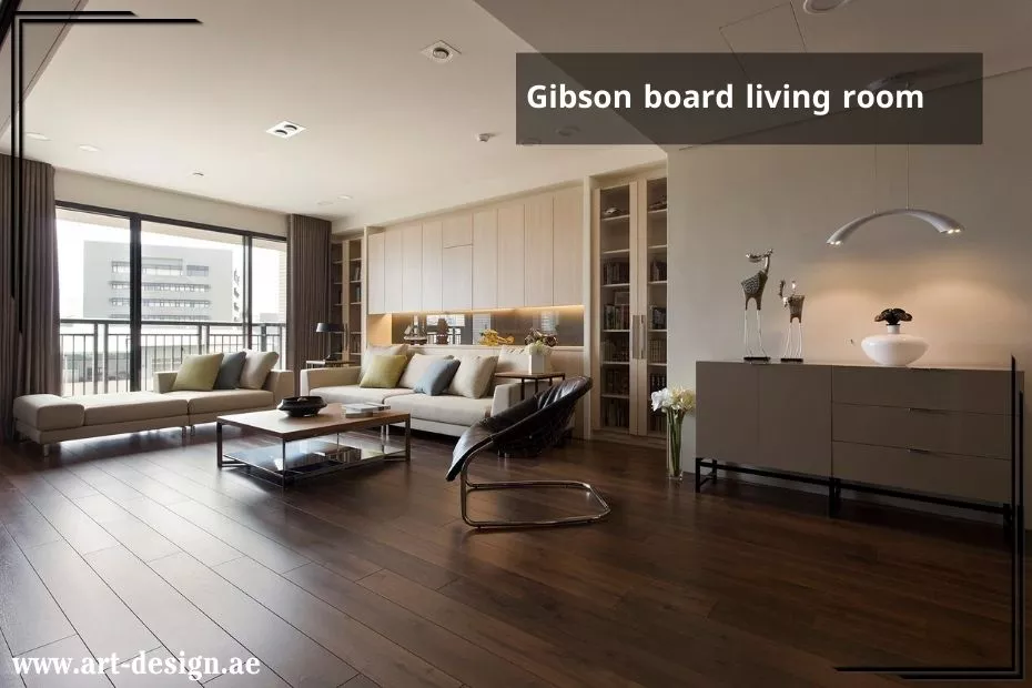 Gibson board living room UAE interior design Dubai